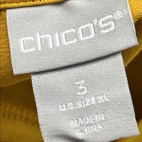 CHICO'S Cottage Coastal Smocked Puff SLV Scoop Cotton Marigold Brunch Blouse XL - Picture 7 of 16